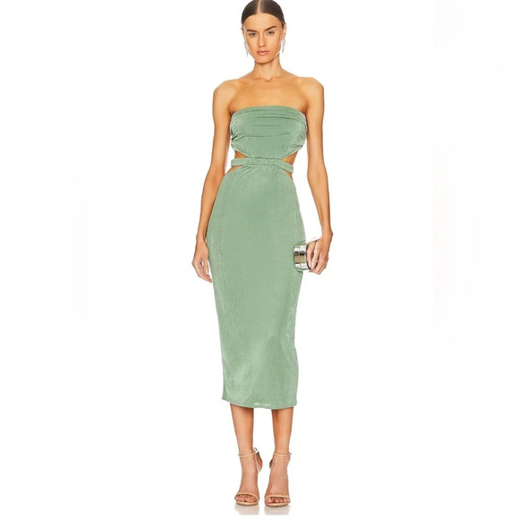 Revolve Not Yours To Keep Arielle Strapless Midi Dress - Sage Green, Size XS - Picture 2 of 10